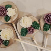 Rose decorated cake pops